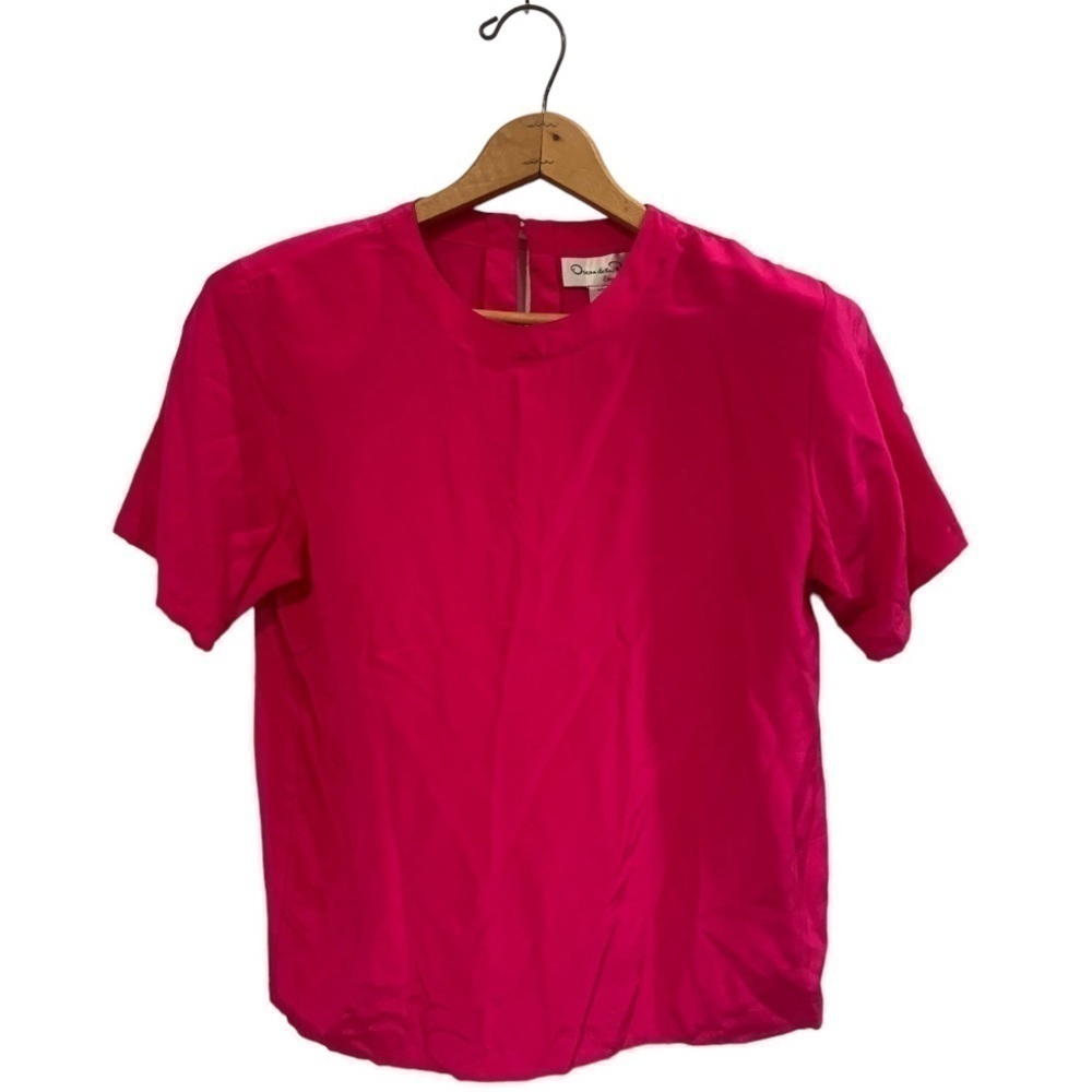 Vintage Oscar de la Renta Expressions Hot Pink 100% Silk Blouse M